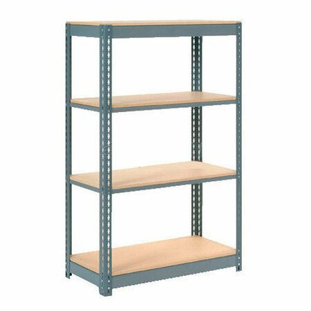 GLOBAL INDUSTRIAL 4 Shelf, Boltless Shelving, Starter, 48inW x 12inD x 60inH, Wood Deck 254436